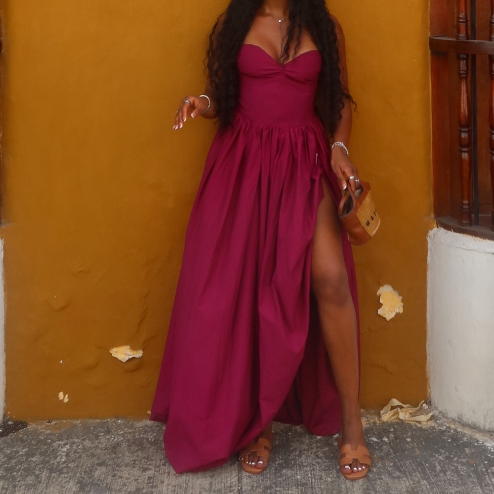 Elegant Magenta Halter Maxi Dress